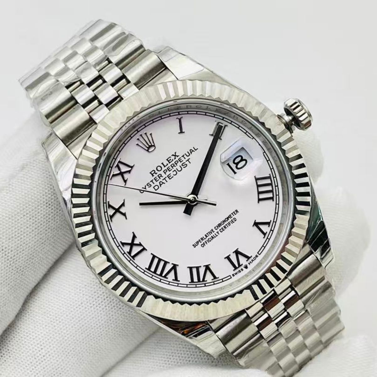 [Super Clone] Regency Classic Date 36 mm Five-Link Fluted Bezel White Dial 126234 8923