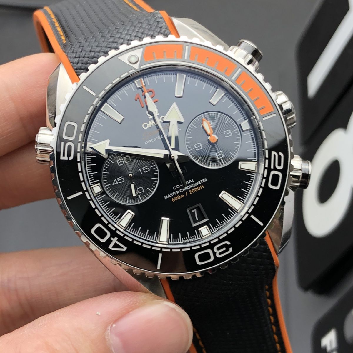Celestial Ocean Diver 600M Chronograph 46mm Steel On Rubber Strap Black Dial 7610