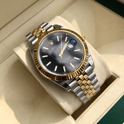[Super Clone] Regency Classic Date 41 mm Five-Link Fluted Bezel Bright black Dial 126333 4590