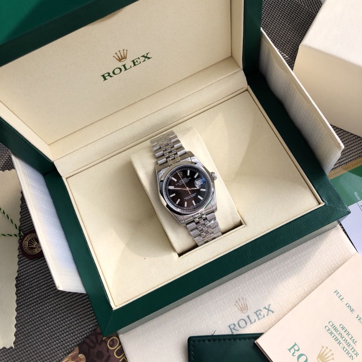 [Super Clone] Regency Classic Date 36 mm Five-Link Domed Bezel Bright black Dial 3570