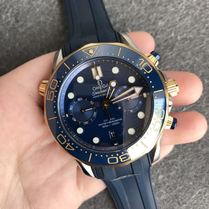 Celestial Seafarer Diver 300M Chronograph 44mm Steel Yellow Gold On Rubber Strap Blue Dial 3695