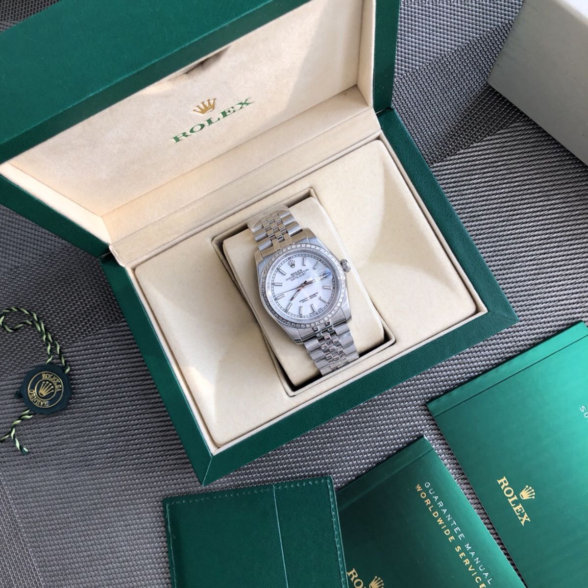 [Super Clone] Regency Classic Date 36 mm Five-Link Brilliant diamond set Bezel White Dial 2912