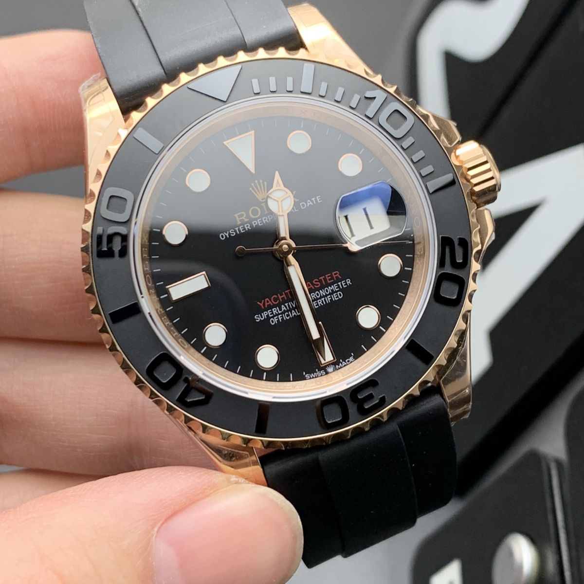 [Super Clone] Regency Marine Master 40 mm Rubber Black ceramic Bezel Intense black Dial 126655 3311