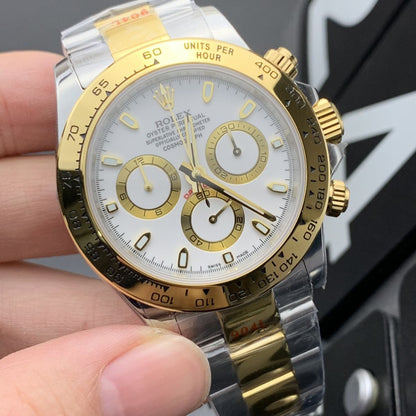 Regency Racing Chronograph 40 mm Timeless Yellow Bezel White golden counter rings Dial 126503 9991
