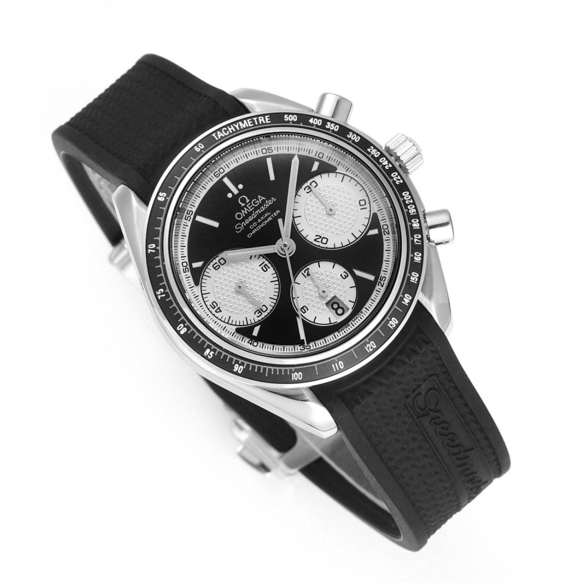 Celestial Racing Chronograph 40mm Steel On Rubber Strap Black Silver Dial 1941