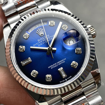 Regency Weekday 36 mm Weekday Fluted Bezel Blue ombre Dial 128239 6906