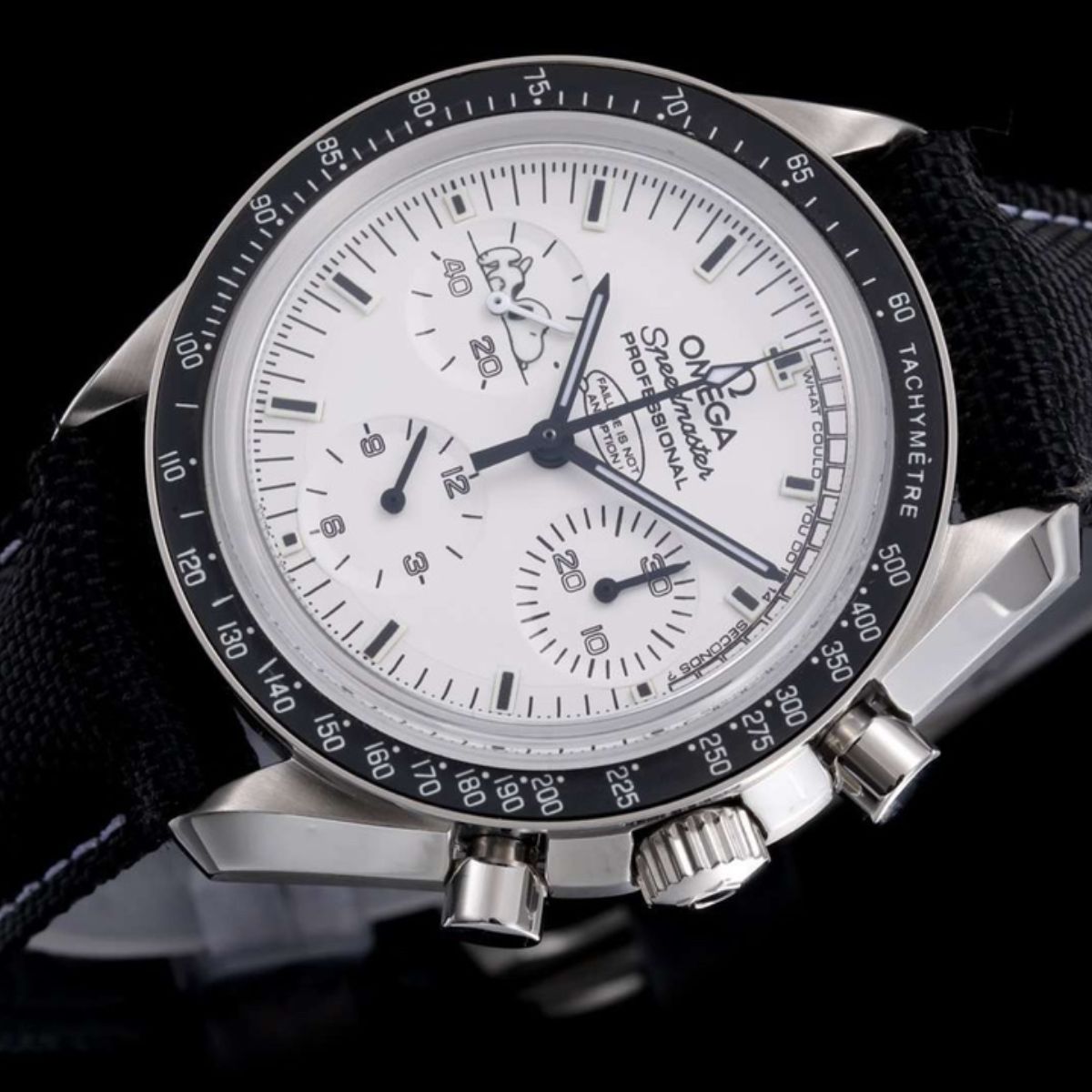 Celestial Chronograph Silver Snoopy Award 50th Anniversary 42mm Steel On Nylon Strap Silver Dial 5392