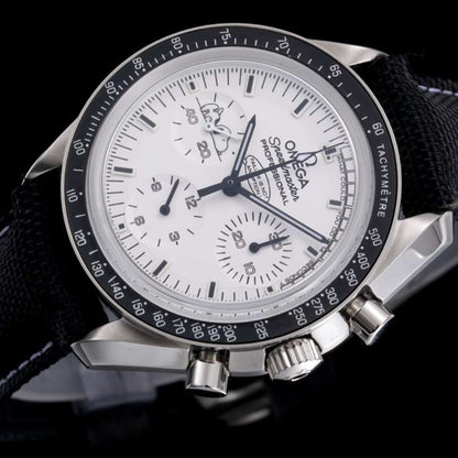Celestial Chronograph Silver Snoopy Award 50th Anniversary 42mm Steel On Nylon Strap Silver Dial 5392