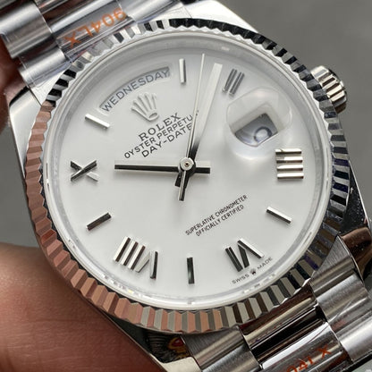 Regency Weekday 36 mm Weekday Fluted Bezel White Dial 128239 5238