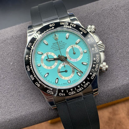 [Super Clone] Regency Racing Chronograph 40 mm Rubber Ceramic Bezel Ice blue Dial 2495