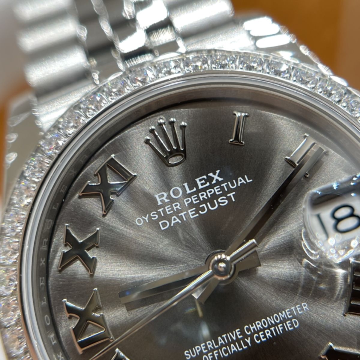 [Super Clone] Regency Classic Date 31 mm Five-Link Brilliant diamond set Bezel Dark grey set with diamonds Dial 278384RBR 4269