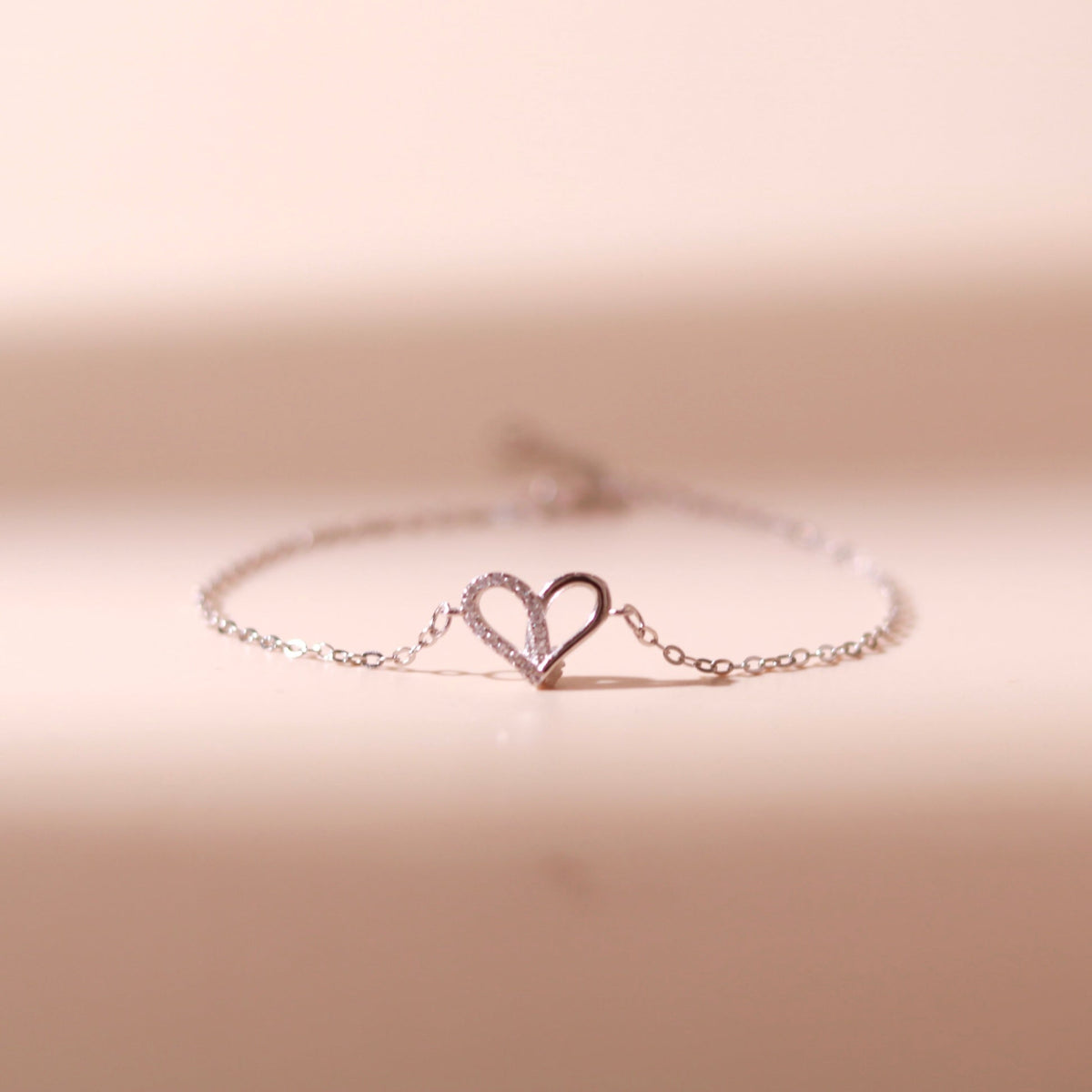 ELVORIA Narci Open Heart Bracelet – Rose Gold & Platinum Plated 925 Sterling Silver