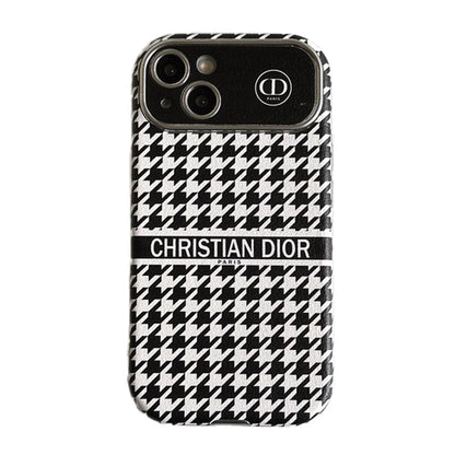 CD White & Brown Color Leather iPhone Case