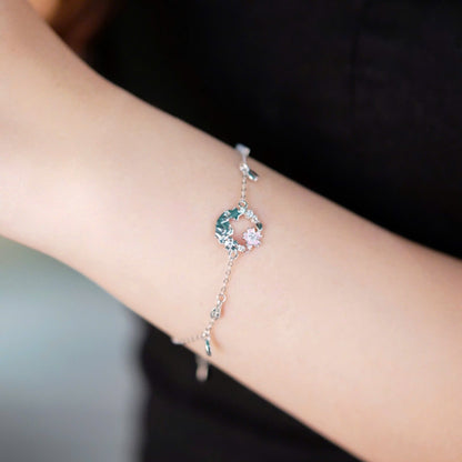 ELVORIA Cherry Bloom Bracelet – Rose Gold & Platinum Plated 925 Sterling Silver