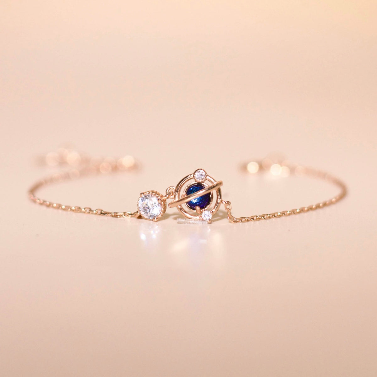 ELVORIA Eirlys Planet Bracelet – Rose Gold & Platinum Plated 925 Sterling Silver