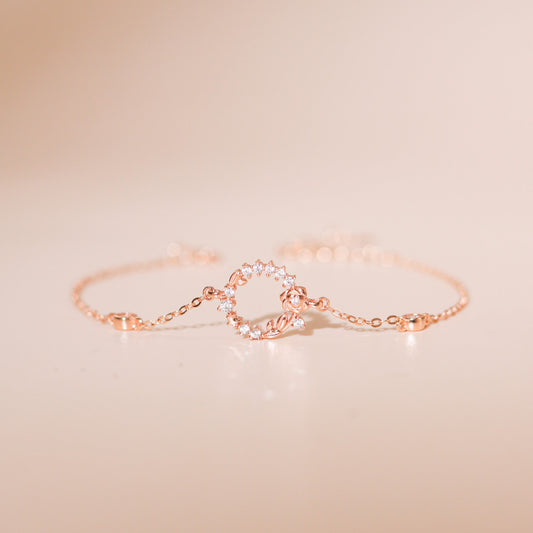ELVORIA Rose Flower Rose Gold Bracelet