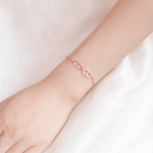 ELVORIA Ella Double-Link Rose Gold Bracelet