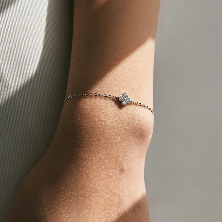 Lucky Four Leaf Clover CZ Bracelet