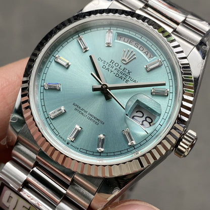 Regency Weekday 36 mm Weekday Fluted Bezel Ice blue Dial 128236 3930