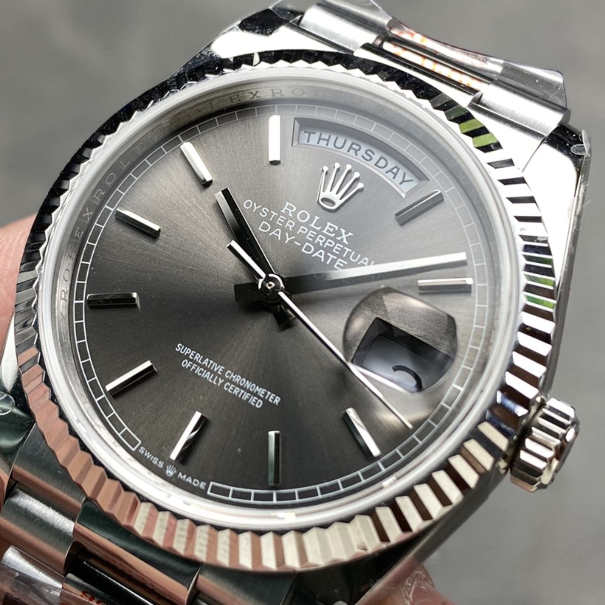 Regency Weekday 36 mm Weekday Fluted Bezel Silver Dial 128239 6433