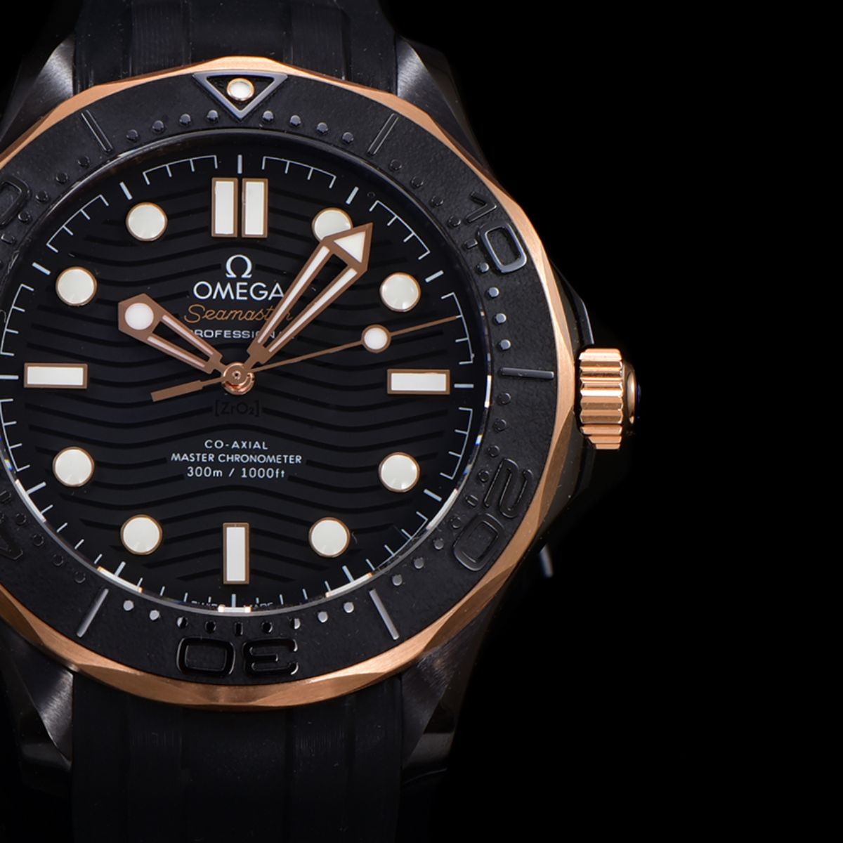 Celestial Seafarer Diver 300M 44mm Black Ceramic On Rubber Strap Black Dial 8166