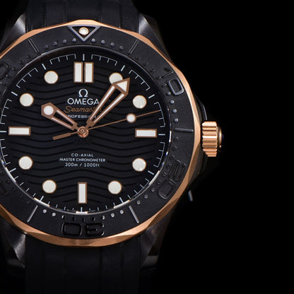 Celestial Seafarer Diver 300M 44mm Black Ceramic On Rubber Strap Black Dial 8166