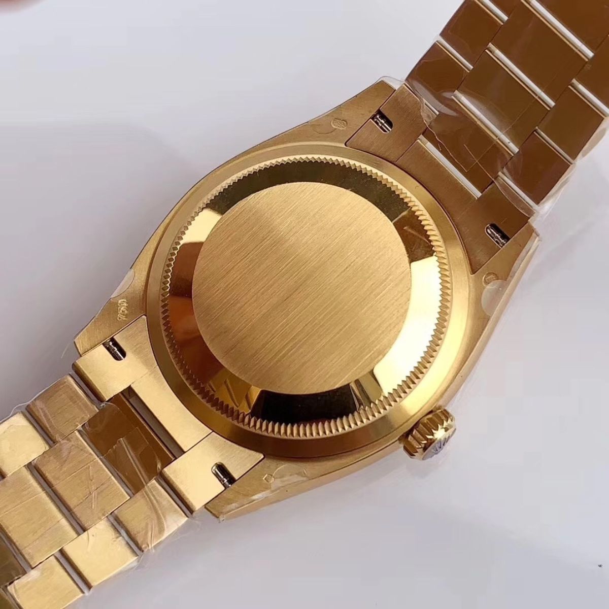 [Super Clone] Regency Weekday 36 mm Weekday Fluted Bezel Champagne colour set with diamonds Dial 128238 2532