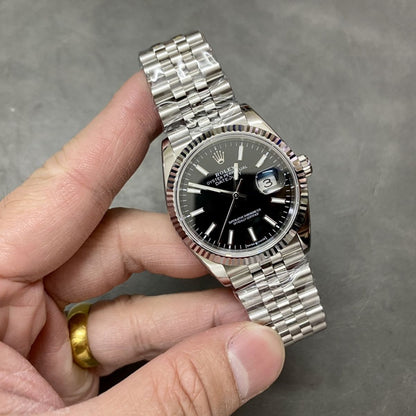 Regency Classic Date 36 mm Five-Link Fluted Bezel Bright black Dial 126234 6730