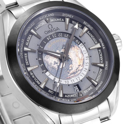 Celestial Aqua Sport Worldtimer 150M 43mm Steel On Steel Blue Dial 3692