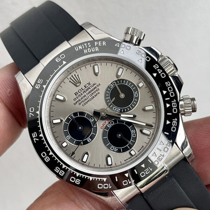 [Super Clone] Regency Racing Chronograph 40 mm Rubber Ceramic Bezel Steel and bright black Dial 126519LN 4605