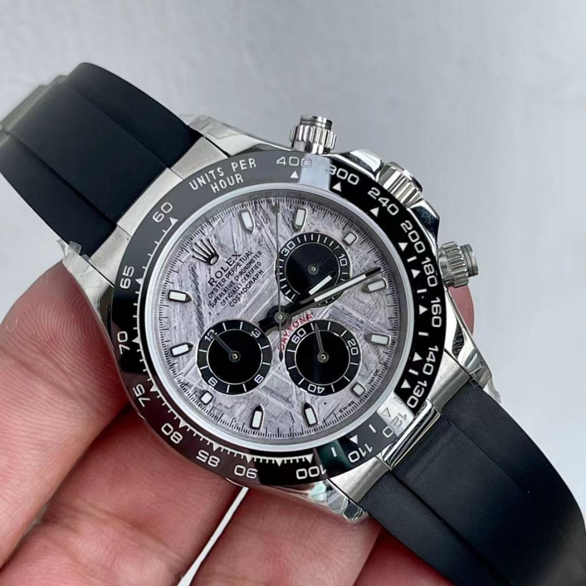 Regency Racing Chronograph 40 mm Rubber Ceramic Bezel Meteorite and black Dial 126519LN 7642