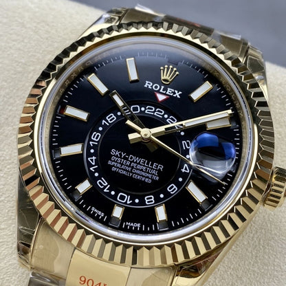 [Super Clone] Regency Dual Time 42 mm Timeless Fluted Bezel Bright black Dial 336938 9785