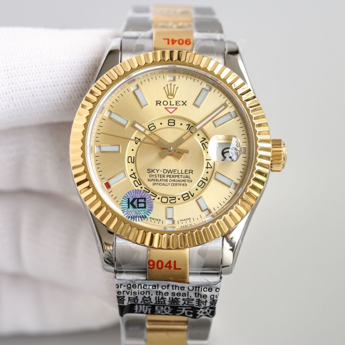 Regency Dual Time 42 mm Timeless Fluted Bezel Champagne colour Dial 336933 7681