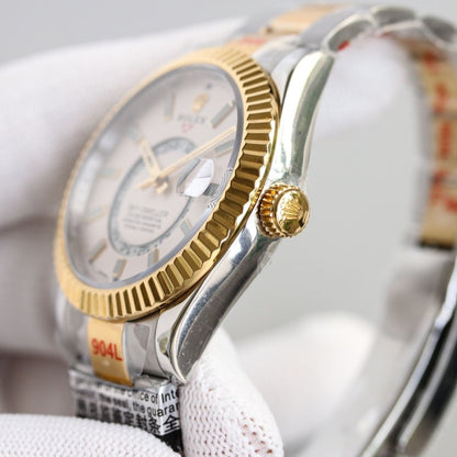 Regency Dual Time 42 mm Timeless Fluted Bezel Intense white Dial 336933 5829