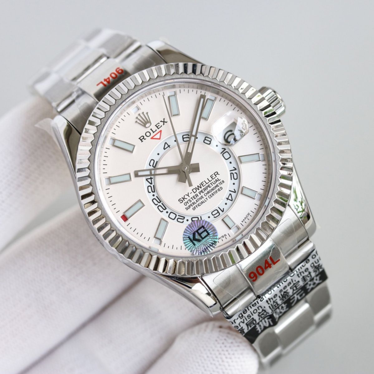 [Super Clone] Regency Dual Time 42 mm Timeless Fluted Bezel Intense white Dial 336934 6970