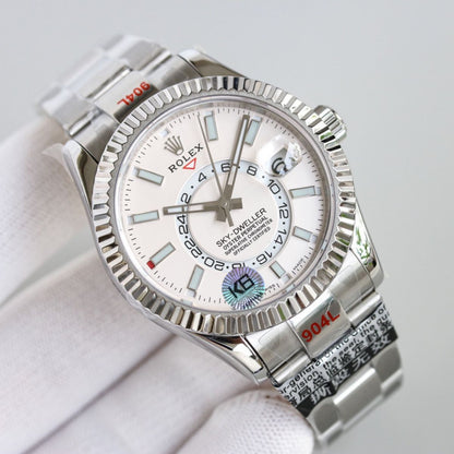 [Super Clone] Regency Dual Time 42 mm Timeless Fluted Bezel Intense white Dial 336934 6970