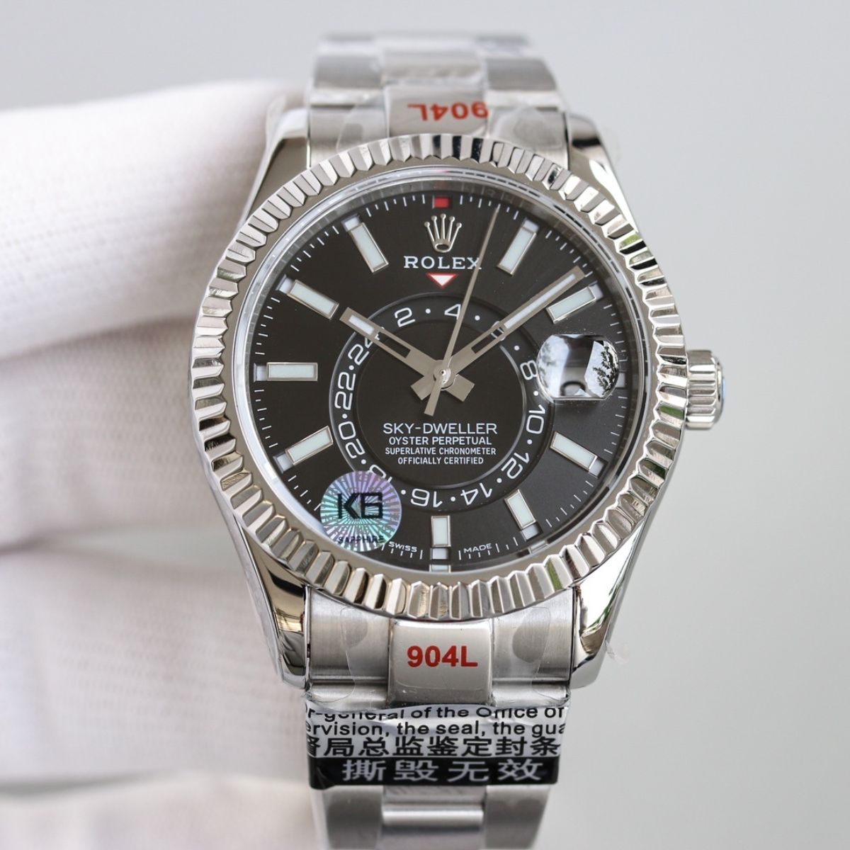 Regency Dual Time 42 mm Timeless Fluted Bezel Bright black Dial 336934 2795