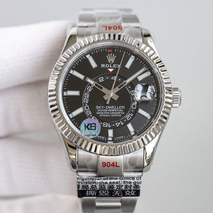 Regency Dual Time 42 mm Timeless Fluted Bezel Bright black Dial 336934 2795