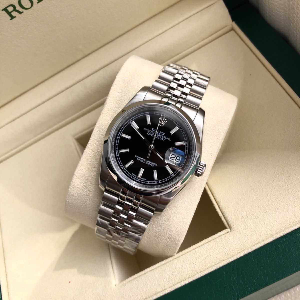 [Super Clone] Regency Classic Date 36 mm Five-Link Domed Bezel Bright black Dial 3570
