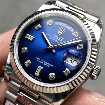 [Super Clone] Regency Weekday 36 mm Weekday Fluted Bezel Blue ombre Dial 128239 8049