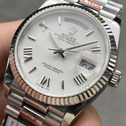 [Super Clone] Regency Weekday 36 mm Weekday Fluted Bezel White Dial 128239 6606