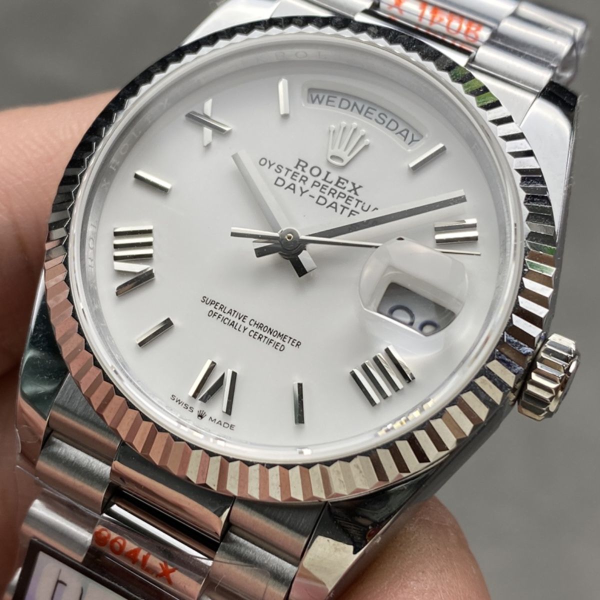 Regency Weekday 36 mm Weekday Fluted Bezel White Dial 128239 5238