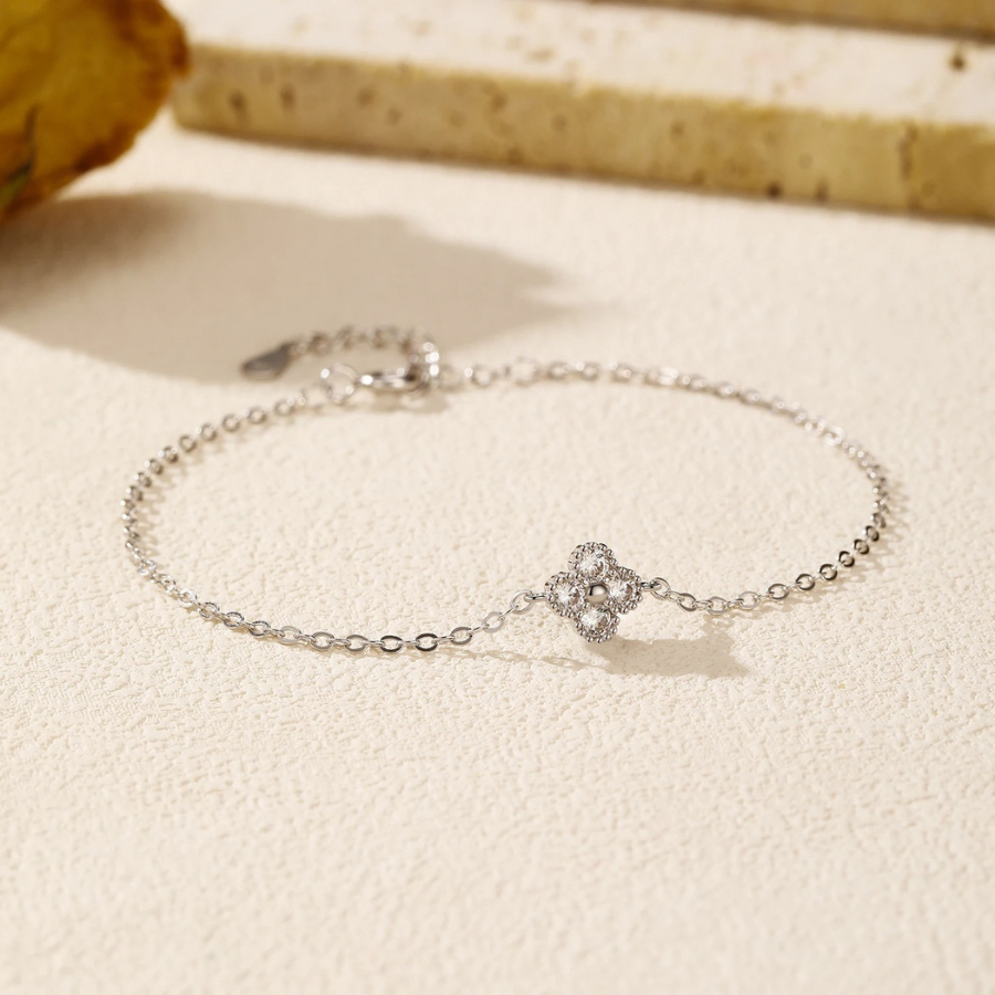 Lucky Four Leaf Clover CZ Bracelet
