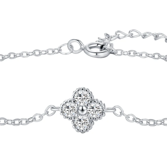 Lucky Four Leaf Clover CZ Bracelet