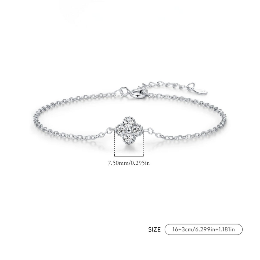 Lucky Four Leaf Clover CZ Bracelet