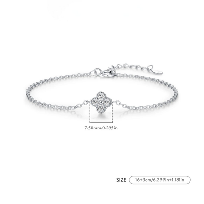 Lucky Four Leaf Clover CZ Bracelet