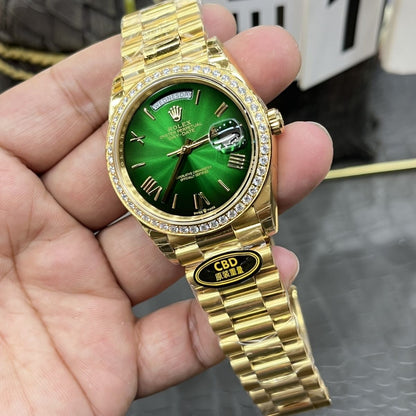[Super Clone] Regency Weekday 36 mm Weekday Brilliant diamond set Bezel Blue ombre Dial 128238 2380