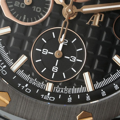 [Super Clone] Prestige Atelier Coastal Sport Chronograph 44mm Black Dial Black Ceramic Rose Gold 2142