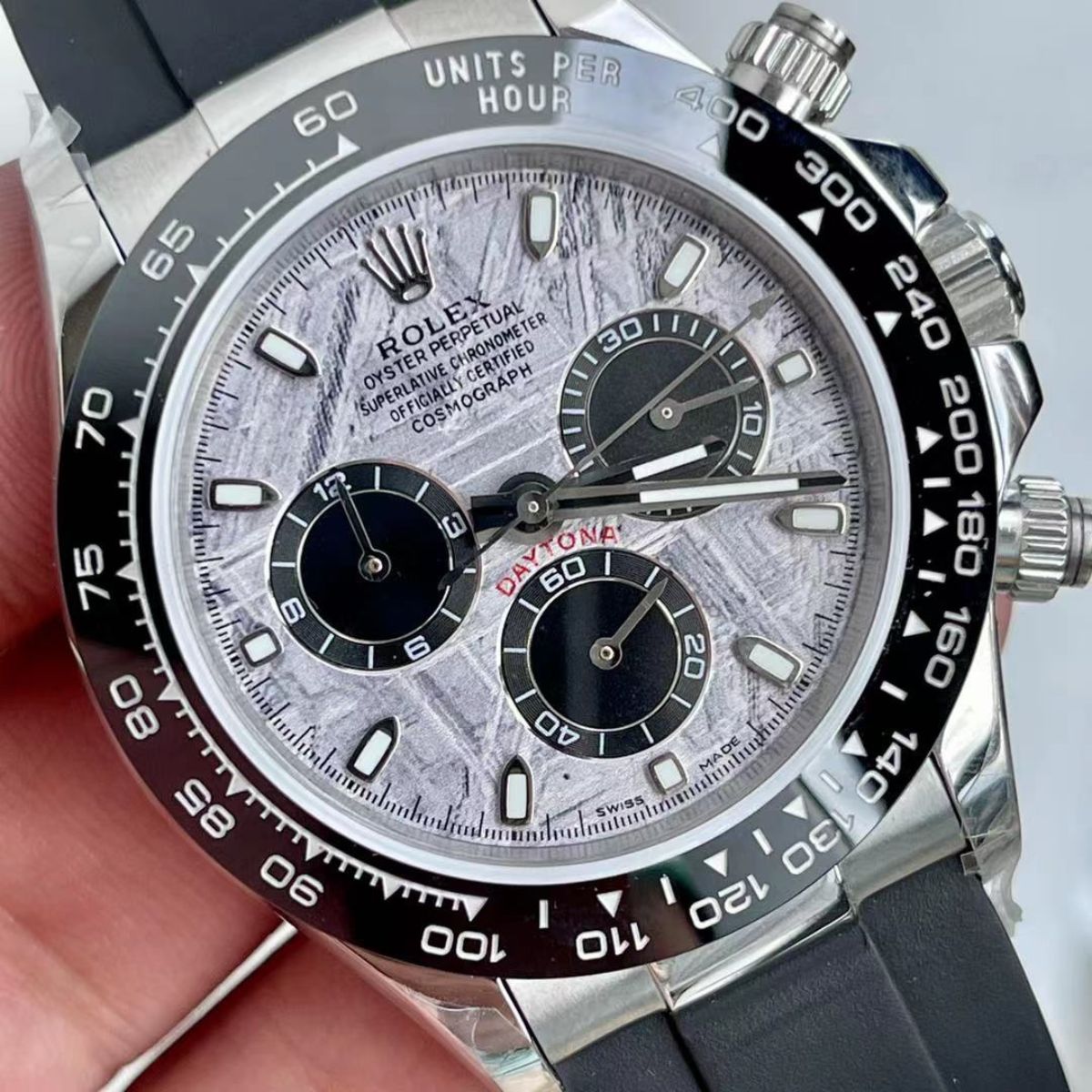 Regency Racing Chronograph 40 mm Rubber Ceramic Bezel Meteorite and black Dial 126519LN 7642