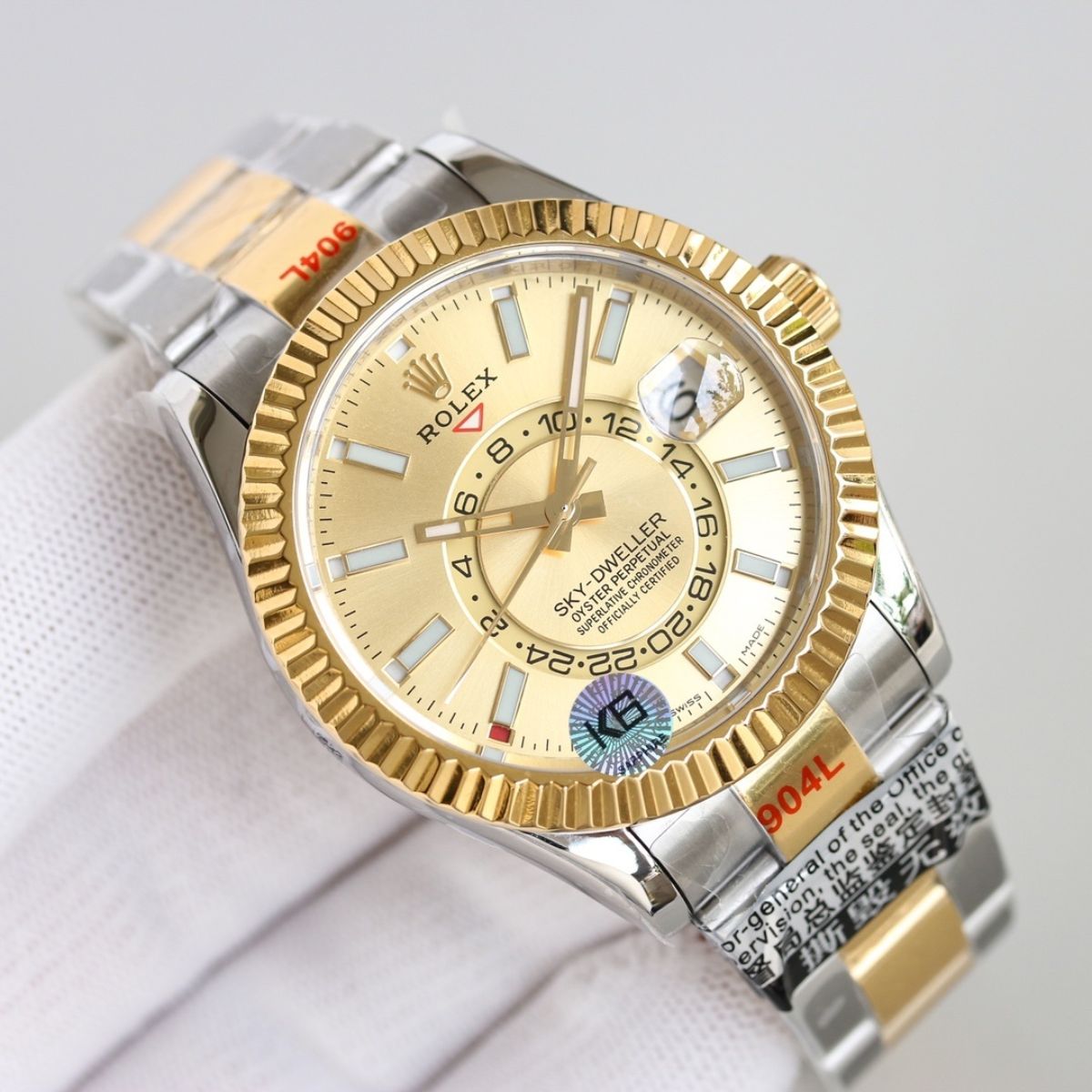 Regency Dual Time 42 mm Timeless Fluted Bezel Champagne colour Dial 336933 7681